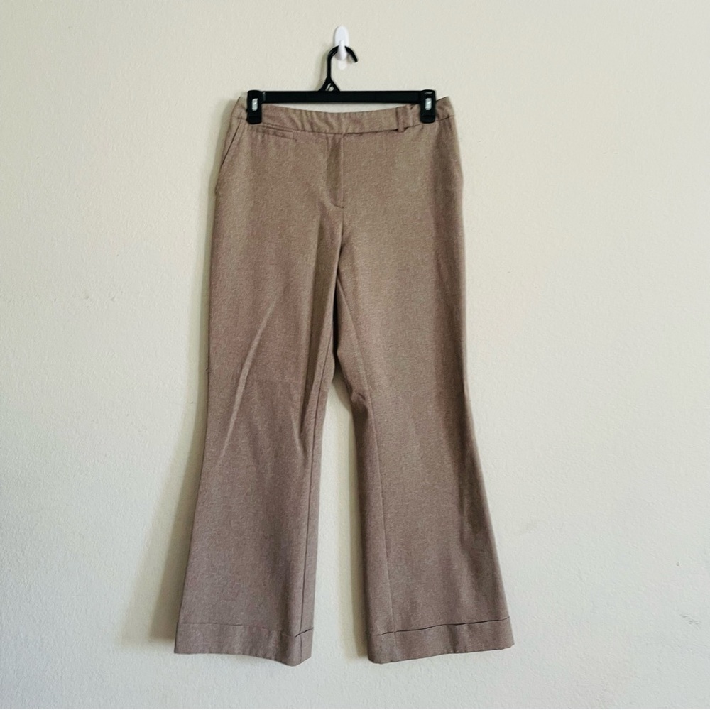 New York & Company Women's Tan trouser 10 wide leg stretch career wear office